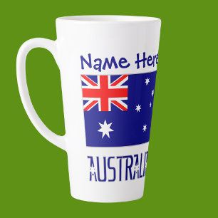Caneca De Café Latte Austrália Bandeira Australiana Azul Personalizada
