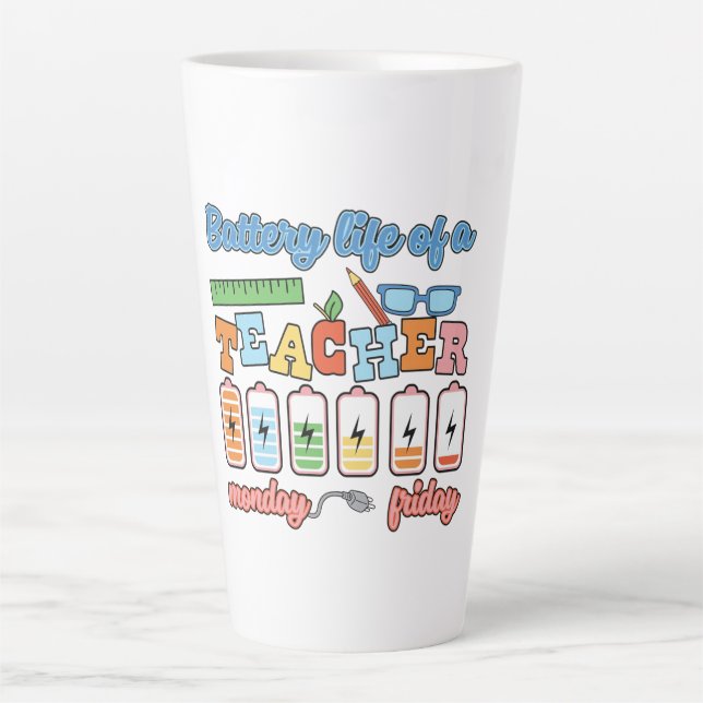 Caneca De Café Latte Autonomia da bateria de um professor - Uma semana  (Frente)