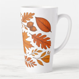 Caneca De Café Latte Autumn Botanic - Folhas de outono