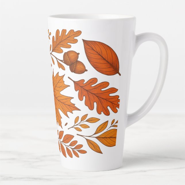 Caneca De Café Latte Autumn Botanic - Folhas de outono (Direita)