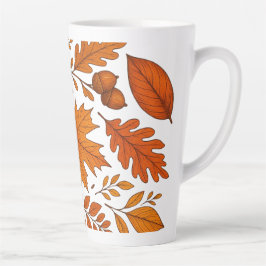 Caneca De Café Latte Autumn Botanic - Folhas de outono