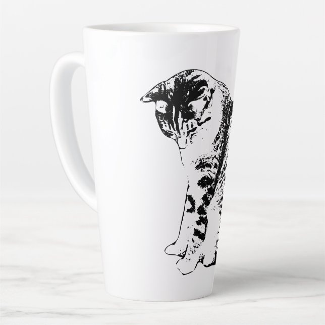 Caneca De Café Latte Autumn Grace com Gato Incluso (Ângulo esquerdo)