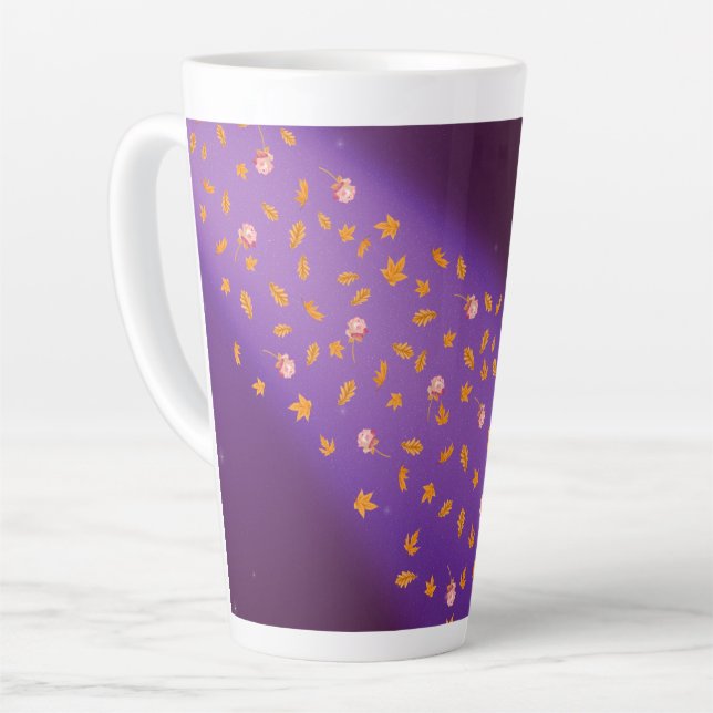 Caneca De Café Latte Autumn Night Sky e Rosa Night Sky (Ângulo esquerdo)