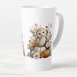 Caneca De Café Latte Autumn Owca com Pumpkins Halloween Art
