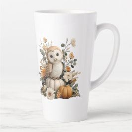 Caneca De Café Latte Autumn Owca com Pumpkins Halloween Art