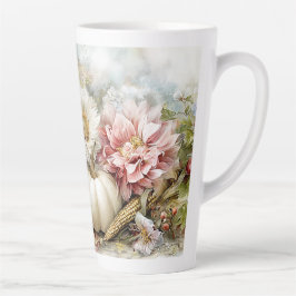 Caneca De Café Latte Autumn Pumpkin Floral