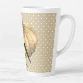 Caneca De Café Latte Autumn Pumpkin Sunflower e Finch