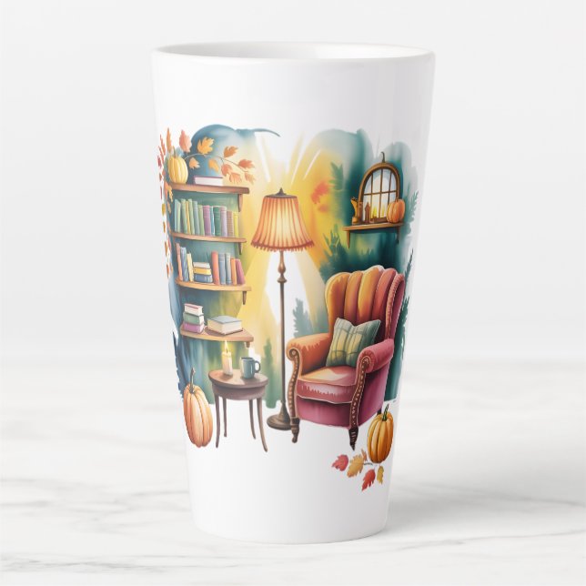 Caneca De Café Latte Autumn Reading Chair Tasses  —Book Corner (Frente)