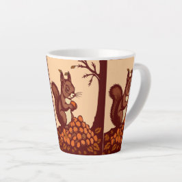 Caneca De Café Latte 🐿️ Autumn Squirrel Latte Mug 