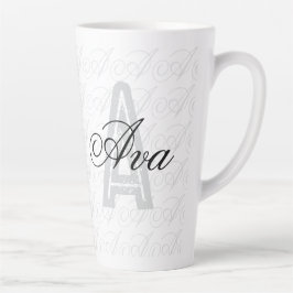Caneca De Café Latte Ava Custom Name  Black White Tumbler