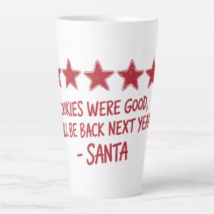Caneca De Café Latte Avaliação 5 Estrelas do Papai Noel - Design de Nat