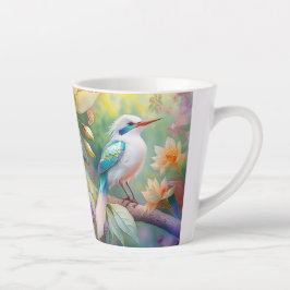 Caneca De Café Latte Ave Fantasia de Asa de Azul Iridescente com Topete