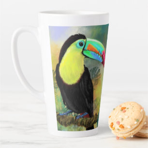Caneca De Café Latte Ave Tropical Toco Toucan - Pintura 