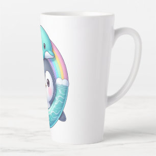 Caneca De Café Latte Aventura do Oceano de Pinguim