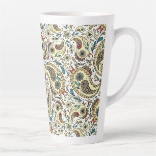 Caneca De Café Latte Aves de salsa, amarelas/castanhas e brancas