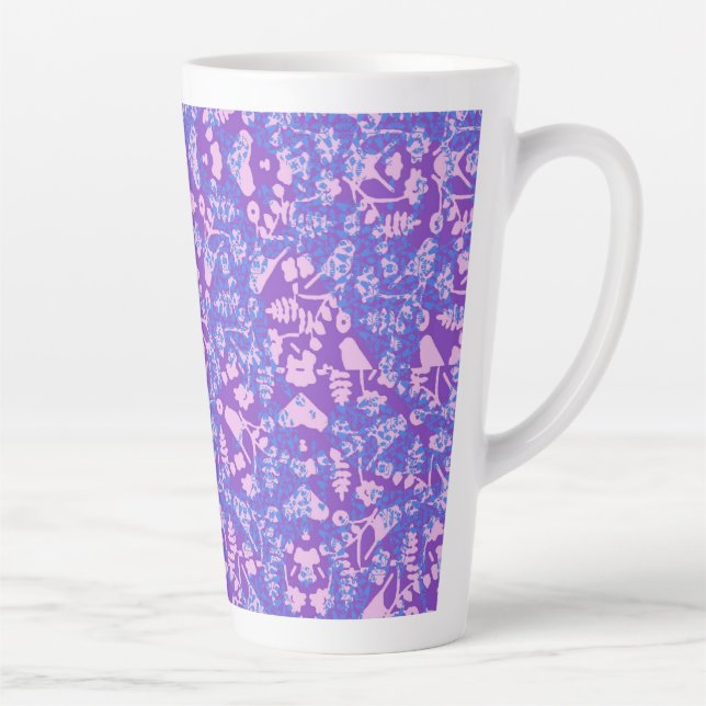 Caneca De Café Latte Aves E Flores (Direita)