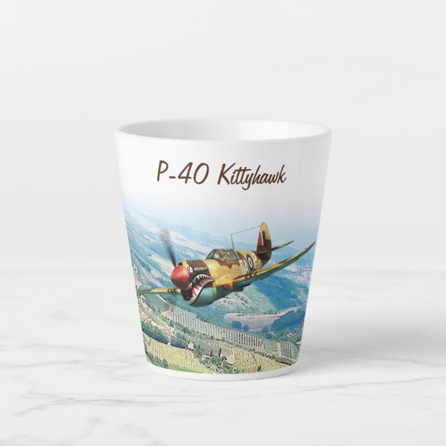 Caneca De Café Latte Aviation Art Mug " P-40 Kittyh" (Frente)