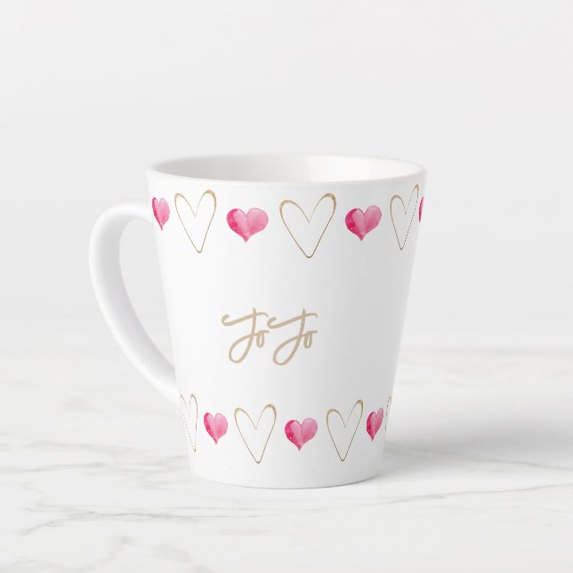 Caneca De Café Latte Avó Nome Pessoal Coração (Ângulo esquerdo)