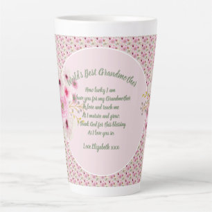 Caneca De Café Latte Avó Poem Flores Rosa Chamadas Presentes