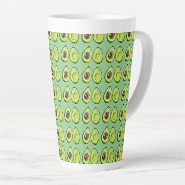 Caneca De Café Latte Avocado Green Vegan Foodie Vegeterian Foodie (Ângulo direito)