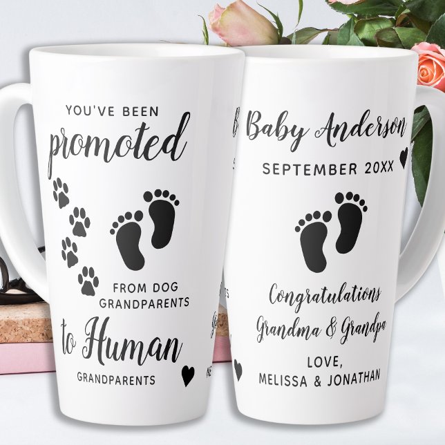 Caneca De Café Latte Avós Cachorros Promovidos Para A Avó Humana (Criador carregado)