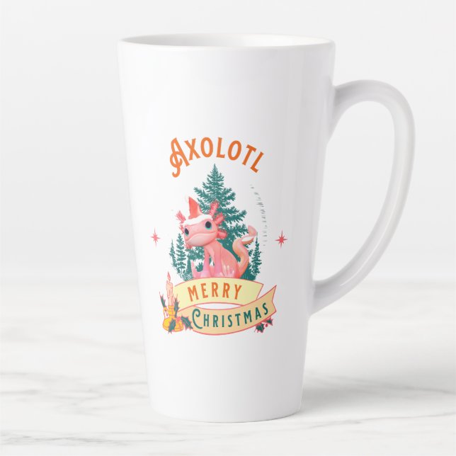 Caneca De Café Latte Axolote Engraçado Feliz Natal (Direita)
