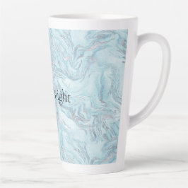 Caneca De Café Latte Azul Aqua Silver Marble Swirls