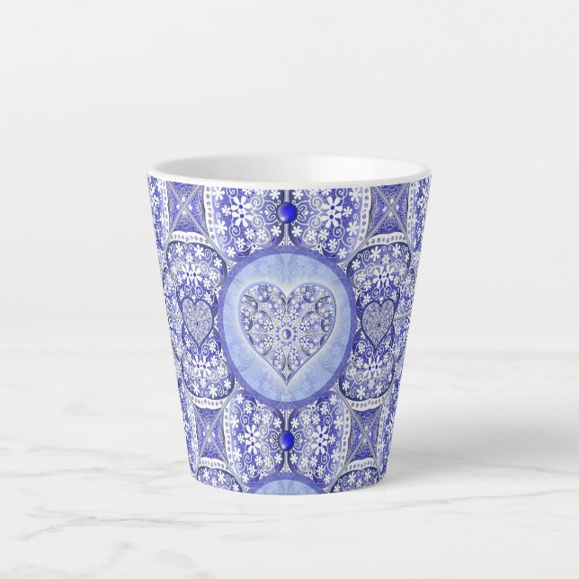 Caneca De Café Latte Azul cerâmico de Grécia (Frente)