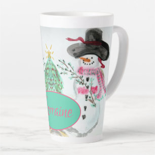 Caneca De Café Latte Azul Cinza e verde cor-de-rosa