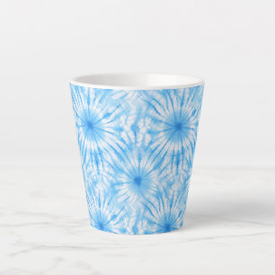 Caneca De Café Latte Azul Claro Tie Dye Branco