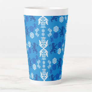 Caneca De Café Latte Azul e Branco Escocês