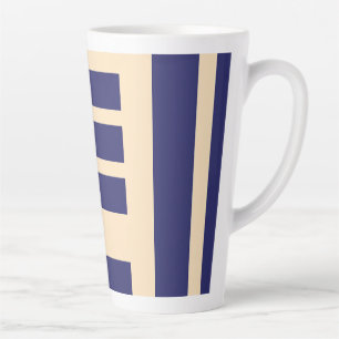 Caneca De Café Latte Azul Escuro + Listras de Creme