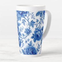 Azul Fluido Flores Rosas Peônias Azul Cobalto Bran