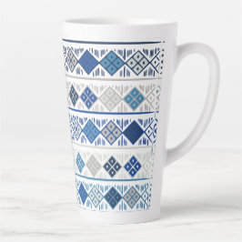 Caneca De Café Latte azul geométrico