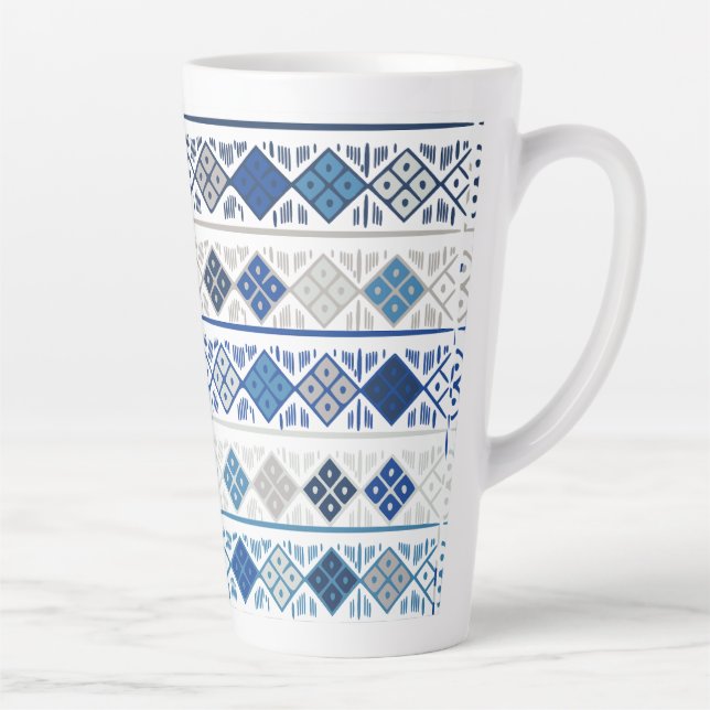 Caneca De Café Latte azul geométrico  (Direita)