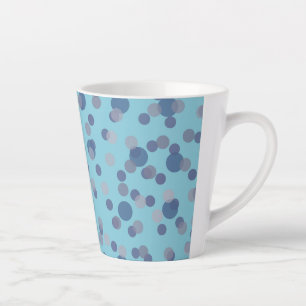 Caneca De Café Latte azul opaco, azul centáurea e bolinhas cinzentas