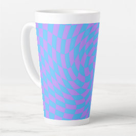 Caneca De Café Latte Azul pálido e verificação de Lavanda