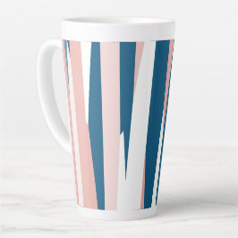 Caneca De Café Latte Azul rosa e branco