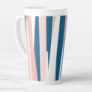 Caneca De Café Latte Azul rosa e branco