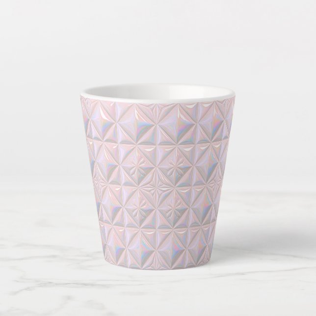 Caneca De Café Latte Azulejo Cerâmico Rosa Pálido  (Frente)