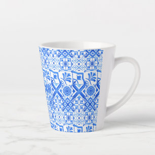 Caneca De Café Latte Azulejo Espanhol Azul Azul Azul Azul Azul Azul Azu