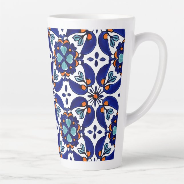 Caneca De Café Latte Azulejo mexicano Talavera Terracotta nº 1 (Direita)