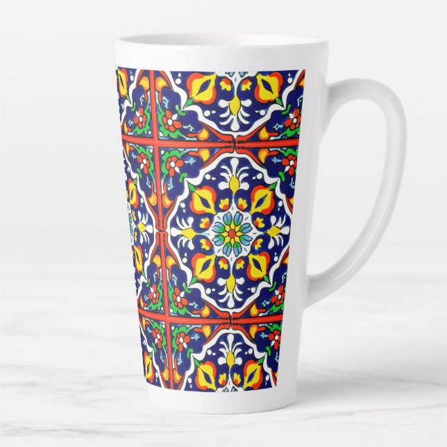 Caneca De Café Latte Azulejo mexicano Talavera Terracotta nº 3 (Direita)