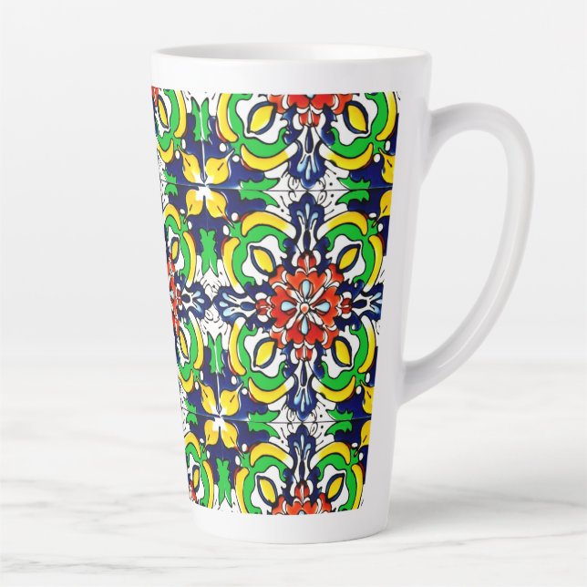 Caneca De Café Latte Azulejo mexicano Talavera Terracotta nº 7 (Direita)
