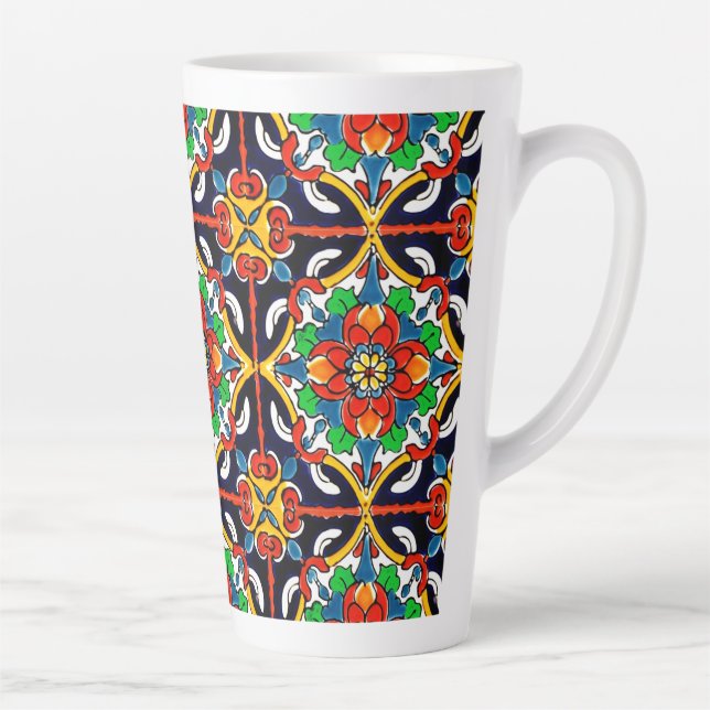 Caneca De Café Latte Azulejo mexicano Talavera Terracotta n.o 5 (Direita)