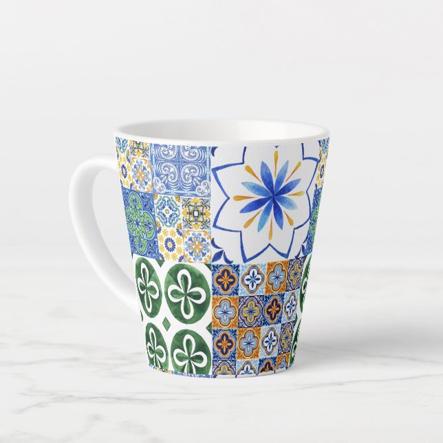 Caneca De Café Latte Azulejos latim (Ângulo esquerdo)