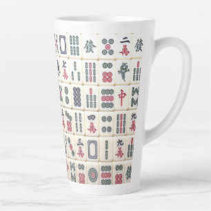 Caneca De Café Latte Azulejos Mahjong