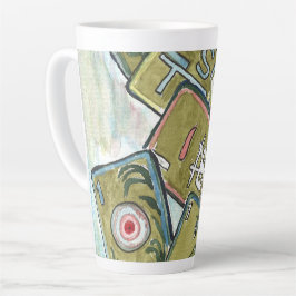 Caneca De Café Latte Azulejos Mahjong