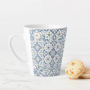 Caneca De Café Latte Azulejos Mediterrâneos, Marroquinos, Maiolica, Azu