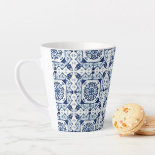 Caneca De Café Latte Azulejos Portugueses Azulejo Azul